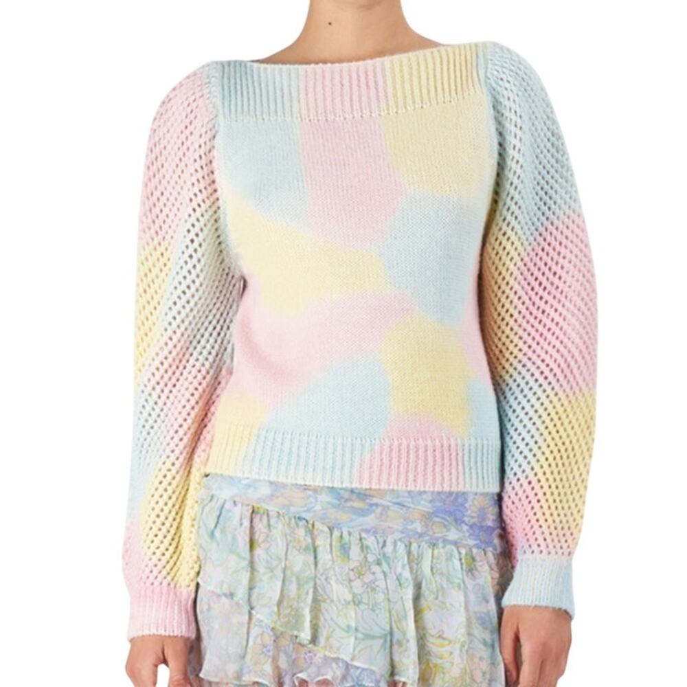 Love Shack Fancy Rosie Rainbow Pastel Pullover Sweater Size Small